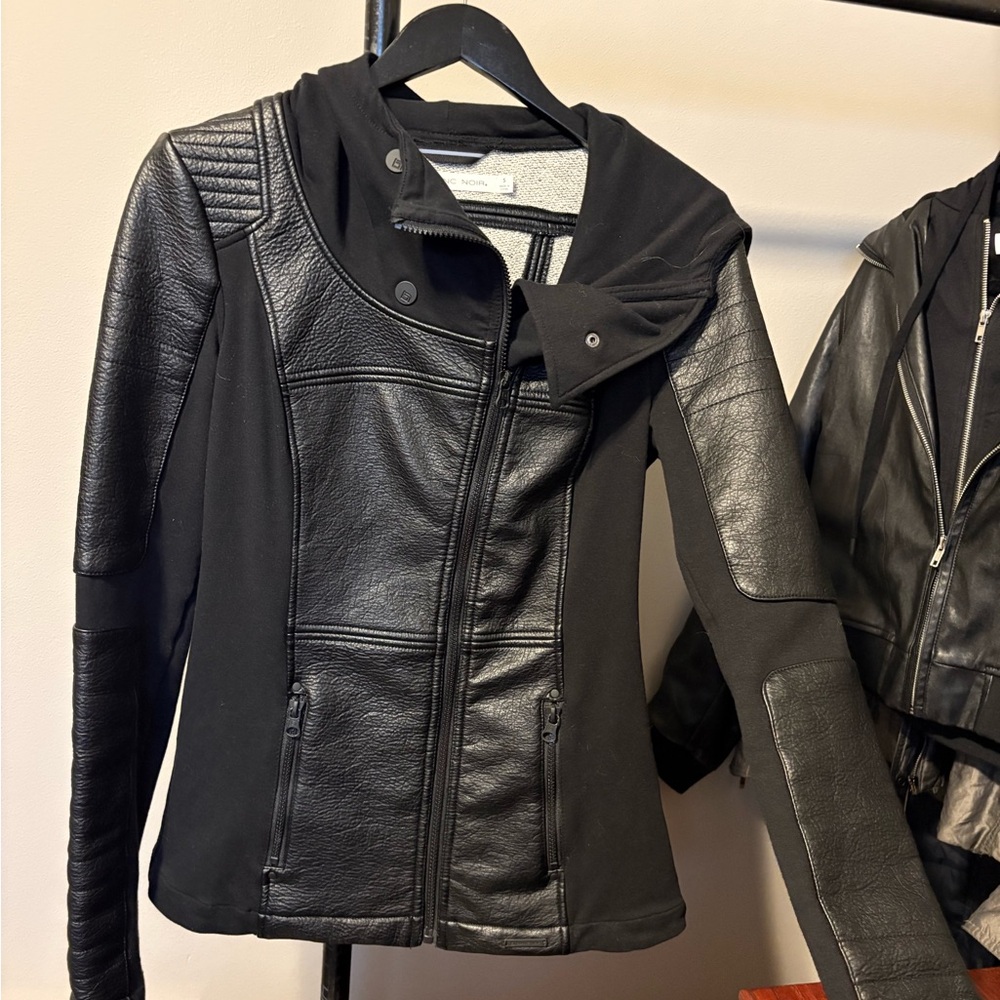 Blanc Noir Black Leather Hooded Jacket - Picture 4 of 6
